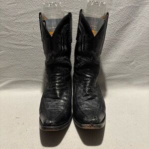 Gavel Men's Black Ostrich Western Boots size 10 E